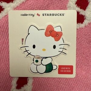 🎀2025 Starbucks Hello Kitty Gift Card with Red Bow & Holding Mug SOLD OUT New
